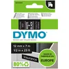 Image de DYMO D1 Étiquette Standard, Blanc sur Fond Noir, 12 mm x 7 m