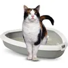 Image de bac litiere pour Chat - Savic Rincon Open - Gris - modèle d’Angle - avec Rebord Amovible - Gain d’Espace - Nettoyage Simple - 58,5x45,5x12 cm