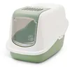 Image de bac litiere pour Chat - Nestor Botanical Green - Maison Toilette - façade Rabattable - Porte battante - Filtre Charbon - 56 x 39 x 38,5 cm