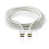 Image de Câble USB - USB 3.2 Gen 2 - USB-C Mâle - USB-C Mâle - 100 W - 4K@60Hz - 10 Gbps - Plaqué Or - 1.00 m - Rond - Nylon/Tressé - Aluminium - Sachet avec Fenetre