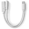Image de NEDIS Adaptateur USB-C  - USB 2.0 - Connecteur USB-C  mâle - USB-C  Femelle / 3,5 mm Femelle - 0,10 m - Rond - Nickelé - PVC - Blanc - Boîte