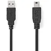 Image de NEDIS Câble USB - USB 2.0 - Fiche USB-A - USB Mini-B 5 Broches - 480 Mbps - Nickelé - 5 m - Rond - PVC - Noir - Étiquette