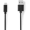 Image de NEDIS Câble USB | USB 2.0 | Connecteur USB-A | Connecteur USB Micro-B | 10 W | 480 Mbps | Nickelé | 3 m | Rond | PVC | Noir | Étiquette