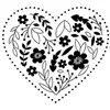 Image de Artemio Mariage Coeur Brodé à Fleurs Tampon, Bois, Noir, 3,7 x 2,5 x 4 cm ARTHC928