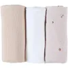 Image de Noukie's - Lot de 3 Langes Bali, Moka & Snow - Mousseline Bio - Ecru/Taupe - Motifs Colombes