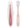 Image de Nattou Mealtime Couverts bébé en silicone - set de 2 pièces avec boîte de protection - couvert enfant - silicone sans BPA - 16 cm - Rose poudré