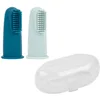 Image de Nattou Brosses à Dents en Silicone pour Bébé, 2x Brosses à Dents de Doigt Pour Bébés Et Tout-Petits, 1x Étui de Protection, Sans BPA, Silicone, Bleu 876674