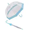 Image de Susino Parapluie Cloche Transparent, Parapluie Transparent avec Bordure Bleue Pastel, Parapluie Dome, Large Protection avec Un Diamètre de 90 cm, Transparent et Bleu Paste