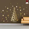 Image de Ambiance Sticker Stickers adhésifs Noël, Sticker Autocollant Sapin de Noël et étoiles - Décoration Murale fêtes de Noël, 110 x 55 cm - Or ROS-A255