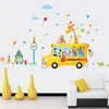 Image de Sticker adhésifs Enfants | Sticker Autocollant animaux à l'école - Décoration murale chambre enfants | 90 x 60 cm