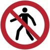 Image de Autocollant Signalétique plastifié rond sticker résistant à l’eau NF ISO7010 - Adhésif laminé résistant aux UV - Interdit aux piétons - Diamètre 20 cm