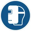 Image de Autocollant Obligation Mandatory NF ISO7010 - Sticker Adhésif Signalétique Rond Laminé Plastifié Résistant à l'eau et aux UV - Masque de Soudage Obligatoire - Diamètre 15 cm