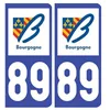 Image de Autocollant Sticker Style Masquage Plaque Voiture Immatriculation - License Plate Auto Stickers Département 89 (2 Stickers de 10.2 cm x 4.6 cm)