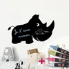 Image de Ambiance Sticker Ardoise Tableau Noir - Stickers Muraux Adhésif Effaçable - Rhinocéros - H55 x L85 cm + 4 Craies Liquides