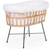 Image de Berceau rotin + Base en métal + Matelas - Habillage Jersey Ecru