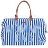 Image de CHILDHOME, Mommy Bag, Sac à Langer, Maternité, Sac de voyage, Grande Contenance, Tapis à Langer, Bandoulière Ajustable, Compartimenté, Poche Isotherme, Passage pour Valise, Rayures Bleu
