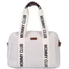 Image de CHILDHOME, Sac A Langer Bebe, Mommy Bag, Matelas a langer bebe Inclus, Nombreux Rangements, Attaches poussette, Bandoulière, Cuir Vegan, 22L, Mommy Club Signature, Teddy White