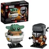 Image de LEGO 75317 BrickHeadz Star Wars Le Mandalorien et l’Enfant, Jouet de Construction, Figurine Bébé Yoda, Idée Cadeau Garçons et Filles 10 Ans et Plus