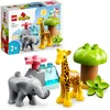 Image de LEGO 10971 Duplo Animaux Sauvages d’Afrique, Jouet sur Le Safari pour Enfants de 2 Ans avec Figurines d'animaux Éléphant et de Girafe, avec Tapis de Jeu
