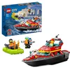 Image de LEGO 60373 City Fire Rescue Boat Toy, Floats on Water, with Jetpack, Dinghy and 3 Minifigures, Everyday Hero Toys for Boys and Girls Aged 5+, Gift Idea