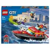 Image de City 60373 Le Bateau de Sauvetage des Pompiers, Jouet Flottant, Jetpack et Minifigurines