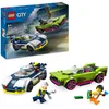 Image de LEGO City La Course-Poursuite Entre la Voiture de Police et la Super Voiture, Jouet Imaginatif & City Le Monster Truck Bleu, Jouet Camion Tout-Terrain et Minifigurine de Conducteur
