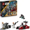 Image de LEGO Star Wars 75449 Pack de Combat Le Siège de Mandalore - Jouet d'action avec Minifigurines de 2 Mandaloriens & 2 Clone Troopers - Speeder & Pistolets Blasters - Cadeau pour Garçon dès 6 Ans & Fans