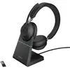 Image de Jabra Evolve2 65 Casque PC Sans Fil avec Station de Charge - Casque Audio Certifié Microsoft Teams avec Batterie Longue Durée - Adaptateur Bluetooth USB-A - Noir