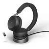 Image de Jabra Evolve2 75, Casque Bluetooth Sans Fil avec Station de Charge, Technologie à 8 Microphones, Réduction Active du Bruit, Adaptateur USB-A et compatibilité MS Teams, Batterie 36 h, Noir