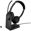 Image de Jabra Evolve 2 55 MS Stereo Micro-casque supra-auriculaire Bluetooth Stereo noir Noise Cancelling, Suppression du bruit du microphone avec station daccueil et
