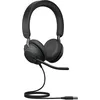 Image de Jabra Evolve2 40 SE, Casque Filaire stéréo antibruit avec 3 Microphones et câble USB-A, Certifié avec Zoom et Google Meet, Idéal pour Bureau et Centres d'Appels, Installation Simplifiées, Noir