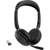 Image de Jabra Evolve2 65 Flex, Casque Bluetooth sans Fil, avec Technologie à réduction de Bruit ClearVoice et ANC Hybride, Design Léger, Adaptateur USB-A, 20h Autonomie, Certifié MS Teams, Noir
