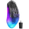 Image de SteelSeries Aerox 3 Wireless Gen 2 - Souris 68 g, Polling Rate 4K (4000 Hz), Capteur Optique 26K DPI, Batterie 200h, Étanchéité IP54, Switchs 80 Millions de Clics, RGB, Patins 100% PTFE, Shadow
