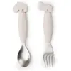 Image de Done By Deer Cuillère Friends Easy-grip And Fork Set Deer Sand
