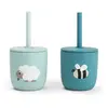 Image de Done By Deer Lot De 2 Gobelets Avec Pailles Silicone Tiny Farm