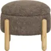 Image de House Nordic Pouf rond en tissu avec rangement marron - Ø 45 x 36 cm