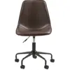 Image de House Nordic Chaise de Bureau Pivotante en Cuir PU Marron - Confort Ergonomique et Design Scandinave avec Pieds Noirs
