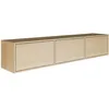 Image de Selsey Meuble TV Suspendu Bois 150 cm Design Minimaliste Contemporain Extension 3 Abattants Finition Raffinée et Chaleureuse Système Push-to-Open Idéal Intérieur Moderne