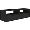 Image de Selsey Meuble TV Suspendu Bois 100 cm Finition Noir Design Minimaliste et Fonctionnel Idéal pour Intérieurs Modernes 2 Abattants et Niches Ouvertes