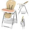 Image de LIONELO Linn Plus chaise haute bebe 6-36 mois jusqu'à 15 kg, deux plateaux amovibles, ceintures à 5 points, réglage de la hauteur du siège du dossier et du plateau en Cuir Caoutchouc, Beige