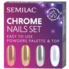 Image de Semilac Chrome Nails Set - Chrome Pressed Pigments Palette 4 Couleurs + Top No Wipe 7ml