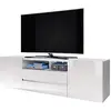 Image de Selsey Bros - Meuble TV/Banc TV (140 cm, Blanc Mat/Blanc Brillant, avec LED)