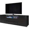 Image de Selsey Bros - Meuble TV Bas/Meuble TV Noir Mat/Noir Brillant avec éclairage LED Debout Moderne