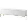 Image de Selsey Meuble TV Armoire De Télévision 2 Portes 150 cm sur Pieds Doré Salle De Séjour Chambre À Coucher Blanc Bemmi