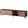 Image de Selsey Meuble TV Armoire De Télévision sur Pieds Noir 175 cm À Lamelles Éclairage LED Chêne Wotan Bello