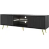 Image de Selsey Meuble TV Armoire De Télévision sur Pieds Doré 135 cm À Lamelles Noir Bello