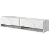 Image de Selsey MIRRGO - Meuble TV 140 cm marbre Blanc avec Insert d'or