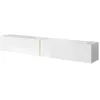 Image de Selsey Meuble TV Armoire De Télévision 200 cm Suspendu Salle De Séjour Chambre À Coucher Blanc avec Insert Doré Bisira