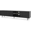 Image de Selsey Meuble TV Armoire De Télévision sur Pieds Noir 175 cm À Lamelles Éclairage LED Noir Bello