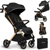 Image de LIONELO Cloe Poussette Pliable Bébé jusqu'à 22 kg Réglage du Dossier Fonction Sommeil Harnais à 5 Points Grandes Roues Pivotantes Moustiquaire Compacte Imperméable (noir)